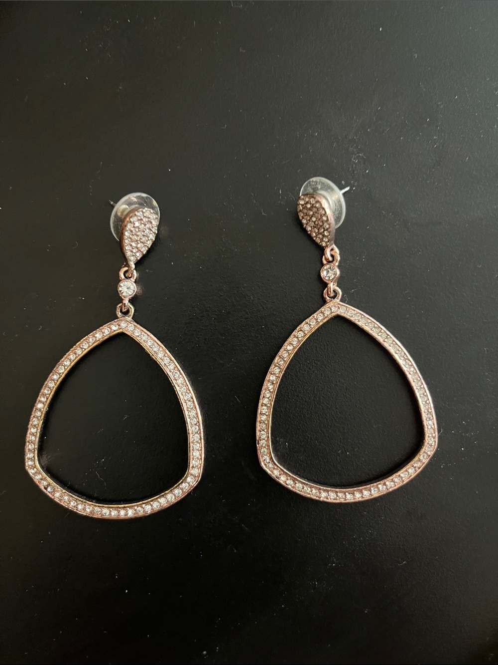 Rose Gold Teardrop Crystal Dangle Earrings - Women Jewelry